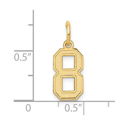 10K Gelbgold Klein Satiniert Zahl 8 Charm
