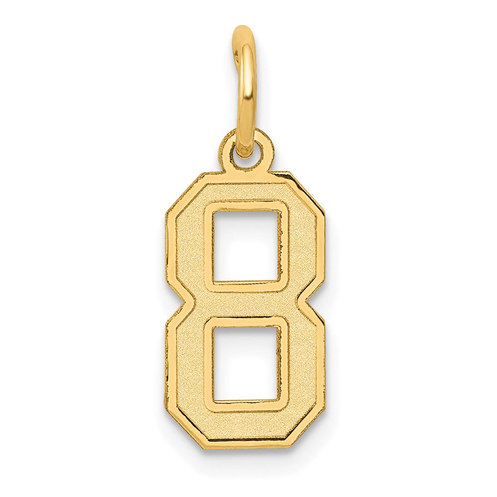 10K Gelbgold Klein Satiniert Zahl 8 Charm