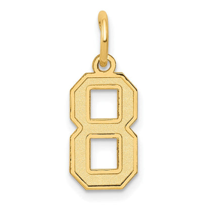 10K Gelbgold Klein Satiniert Zahl 8 Charm