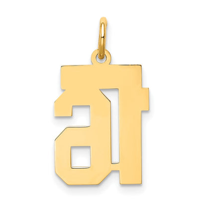 10K Gelbgold 10ky Klein Satiniert Zahl 16 Charm
