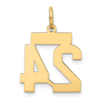 10K Gelbgold Klein Satiniert Zahl 24 Charm