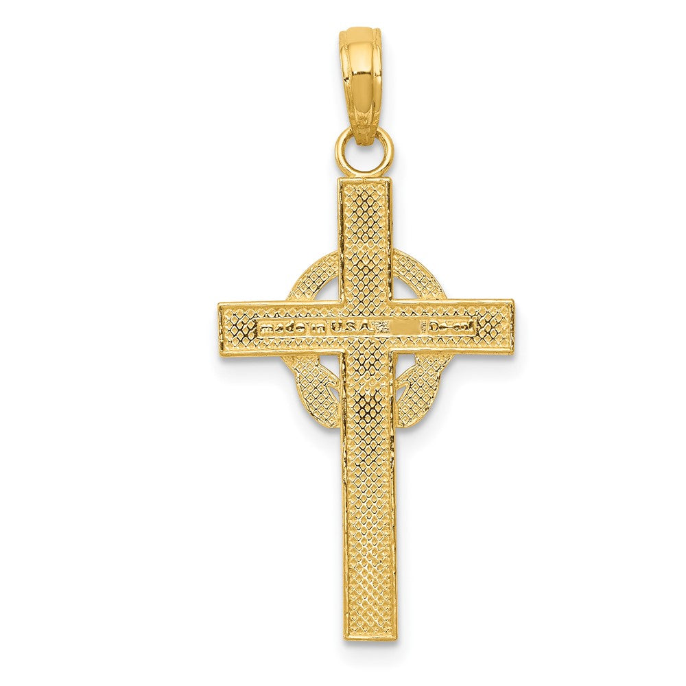 10K Gelbgold 10K Poliert Claddagh Kreuz Anhänger