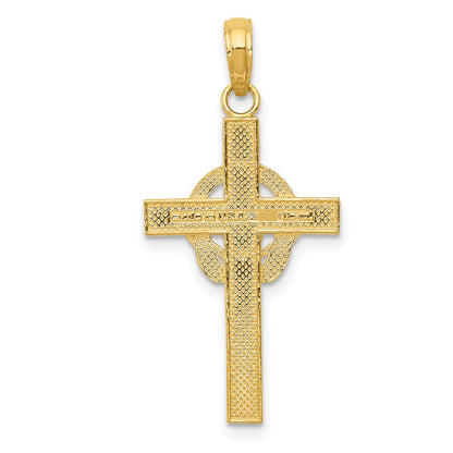 10K Gelbgold 10K Poliert Claddagh Kreuz Anhänger