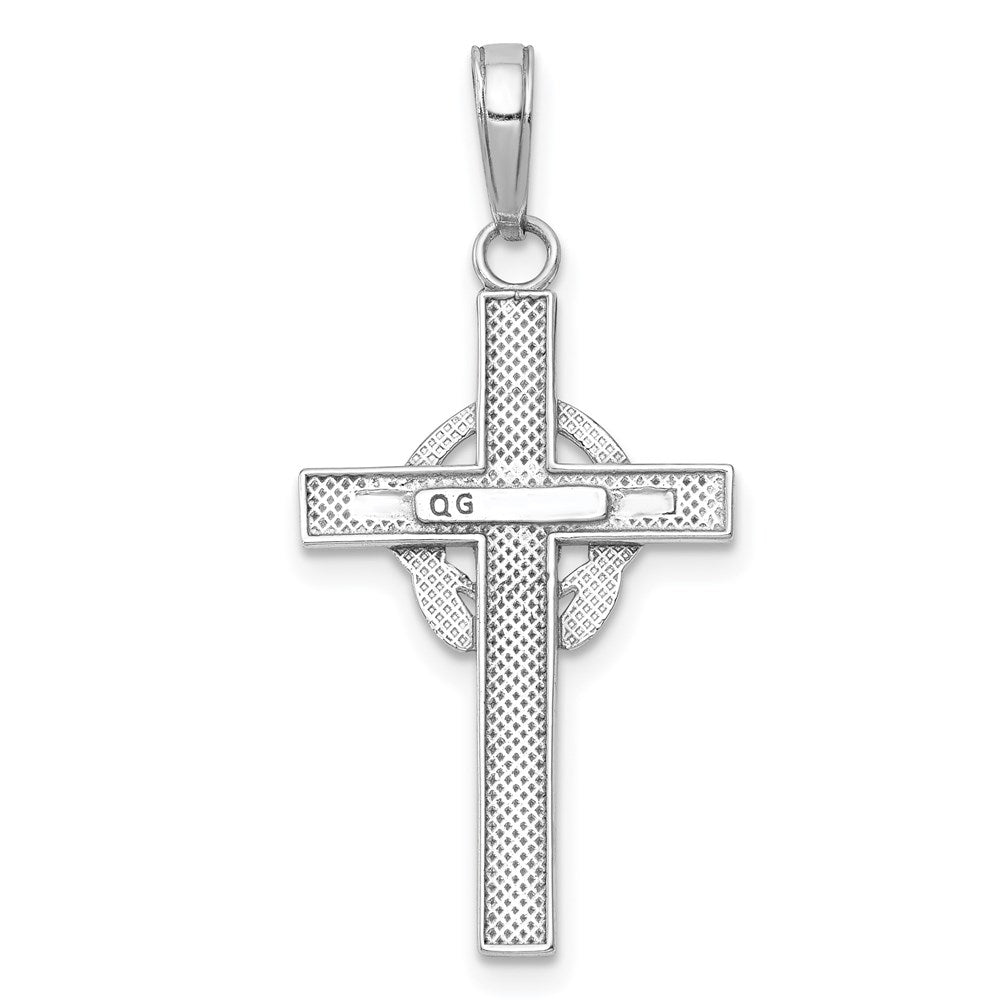 10K Weißgold 10K Poliert Claddagh Kreuz Anhänger