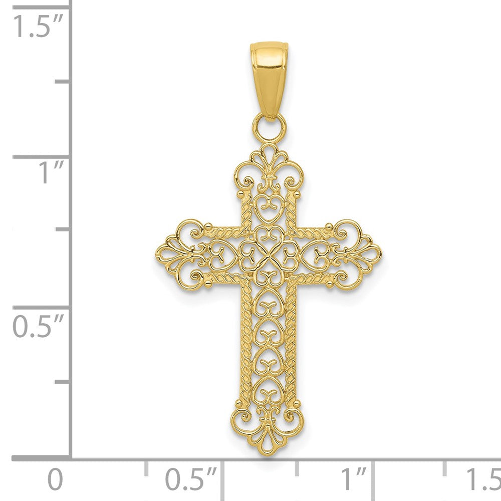 10K Gelbgold Fleur De Lis Kreuz Charm