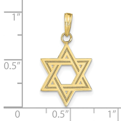 10K Gelbgold 10K Massiv Satiniert Stern Of David Charm