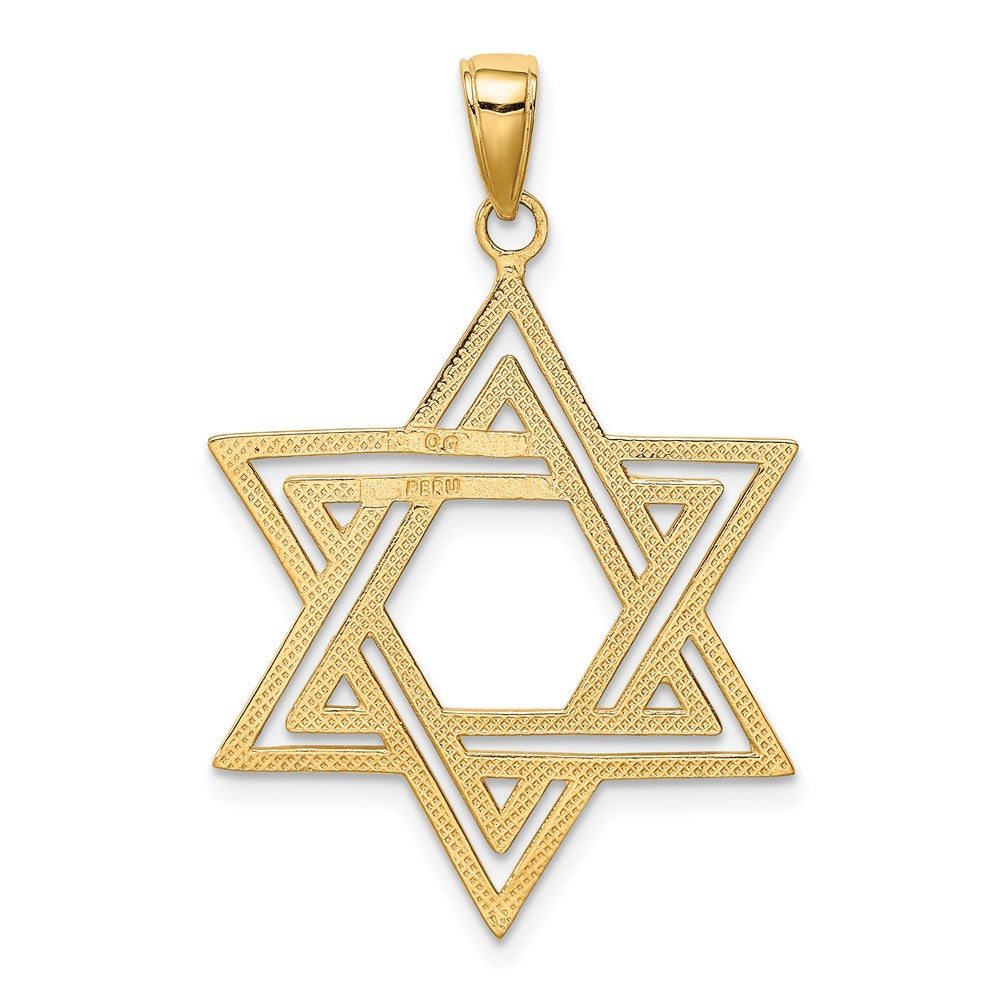 10K Gelbgold Massiv Poliert Stern Of David Charm