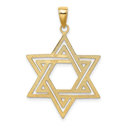 10K Gelbgold Massiv Poliert Stern Of David Charm