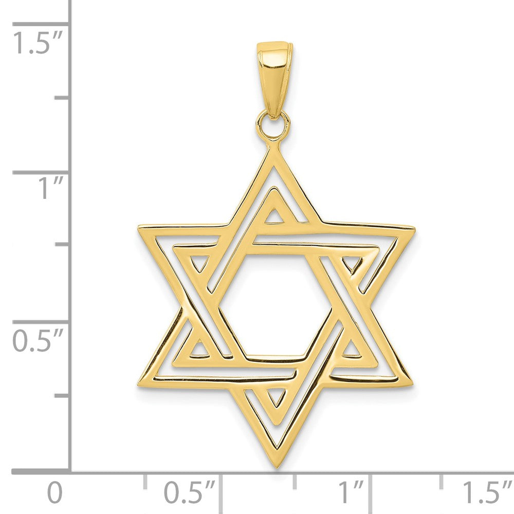 10K Gelbgold Massiv Poliert Stern Of David Charm