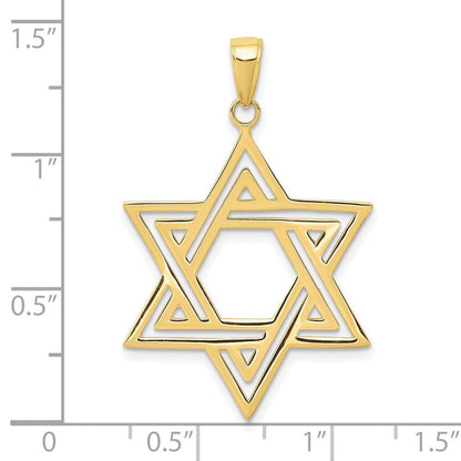 10K Gelbgold Massiv Poliert Stern Of David Charm