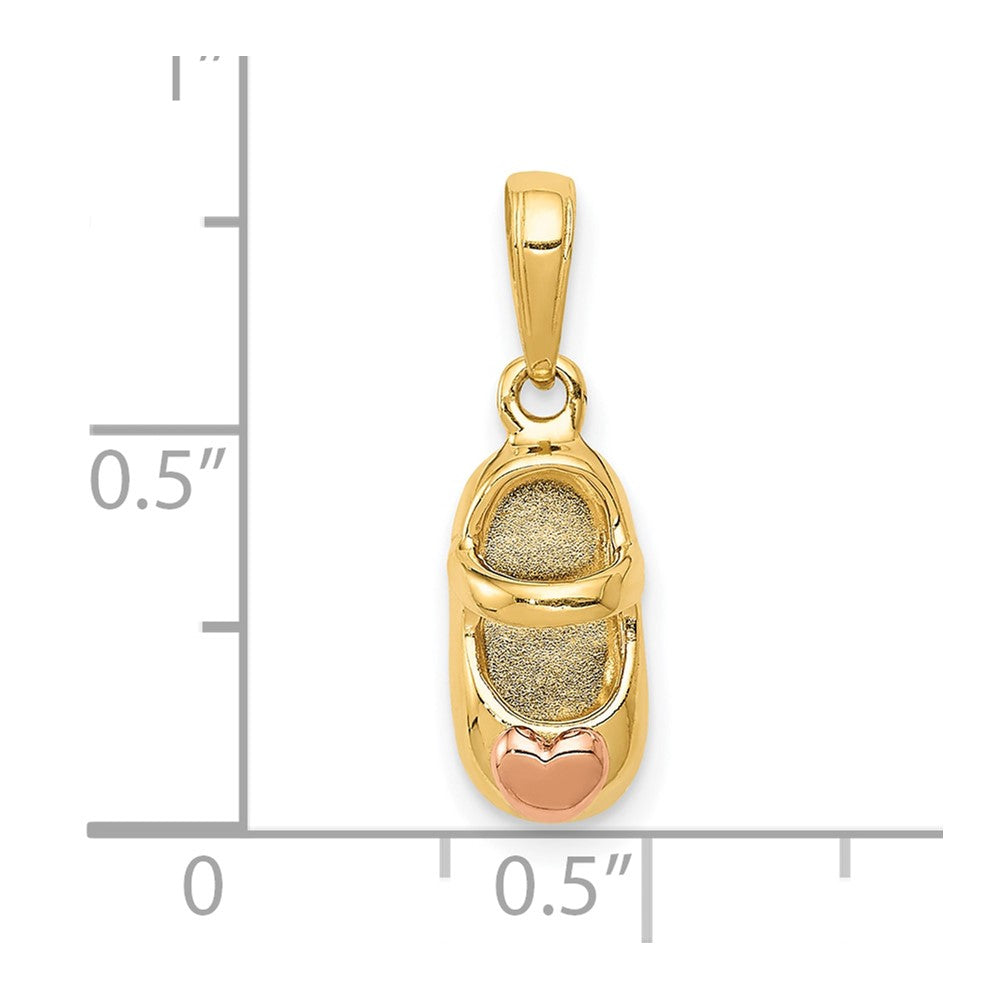 10K Bicolor 3d Baby Schuh Charm