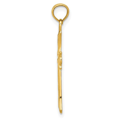 10K Gelbgold 10K Fleur De Lis Kreuz Anhänger