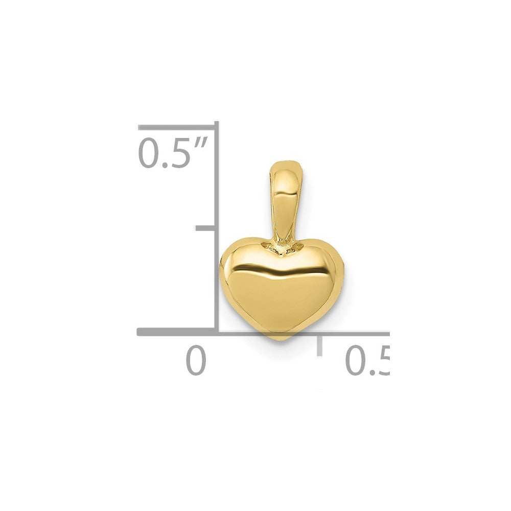 10K Gelbgold 10K Poliert 3d Gewölbt Herz Charm