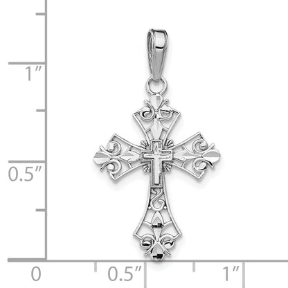 10K Weißgold Filigran Kreuz Charm