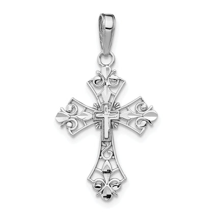 10K Weißgold Filigran Kreuz Charm