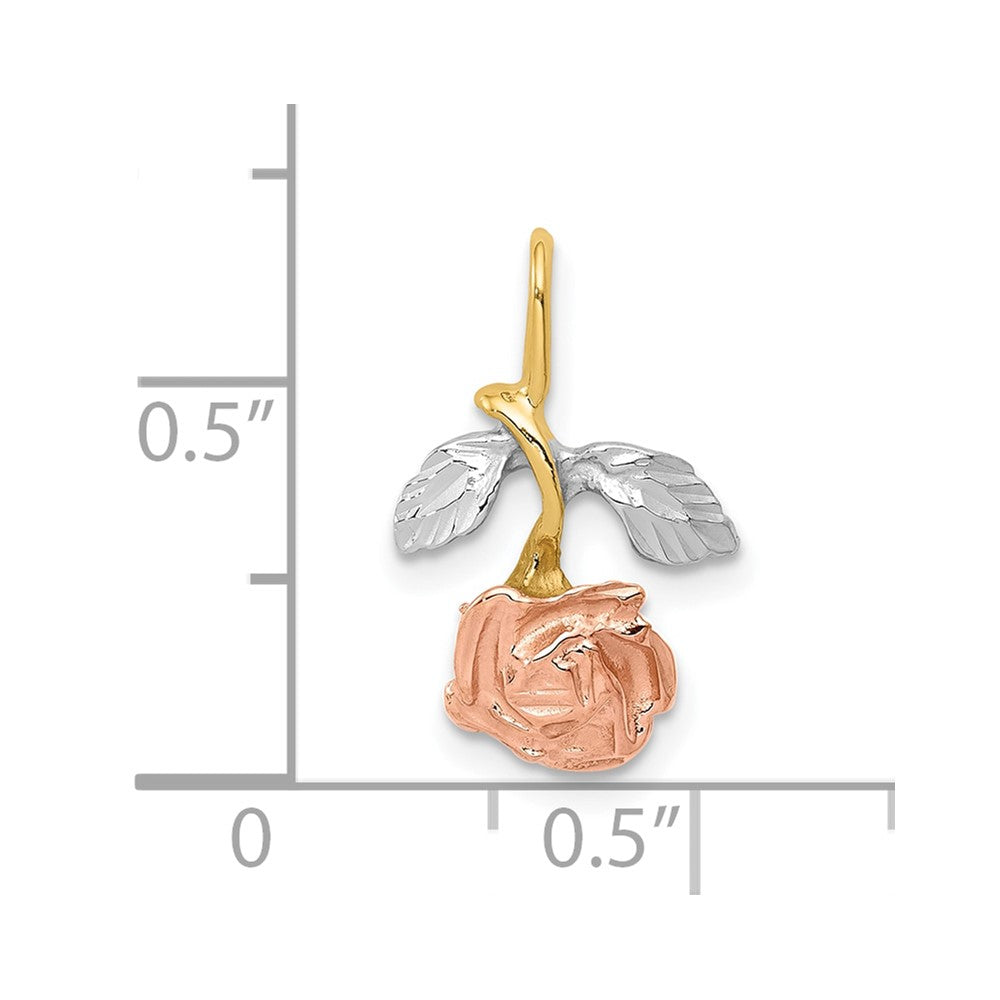 10K Gelb mit Rhodium mit Weiß & Rose Rhodium Kette Anhänger