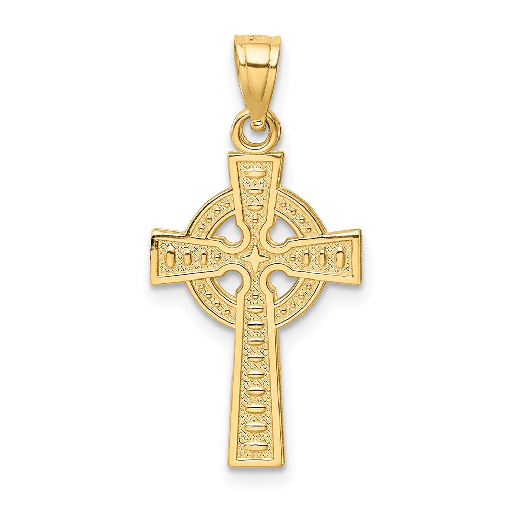 10K Gelbgold Wendbar God Is Liebe Keltisch Kreuz Anhänger