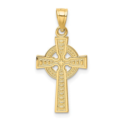 10K Gelbgold Wendbar God Is Liebe Keltisch Kreuz Anhänger
