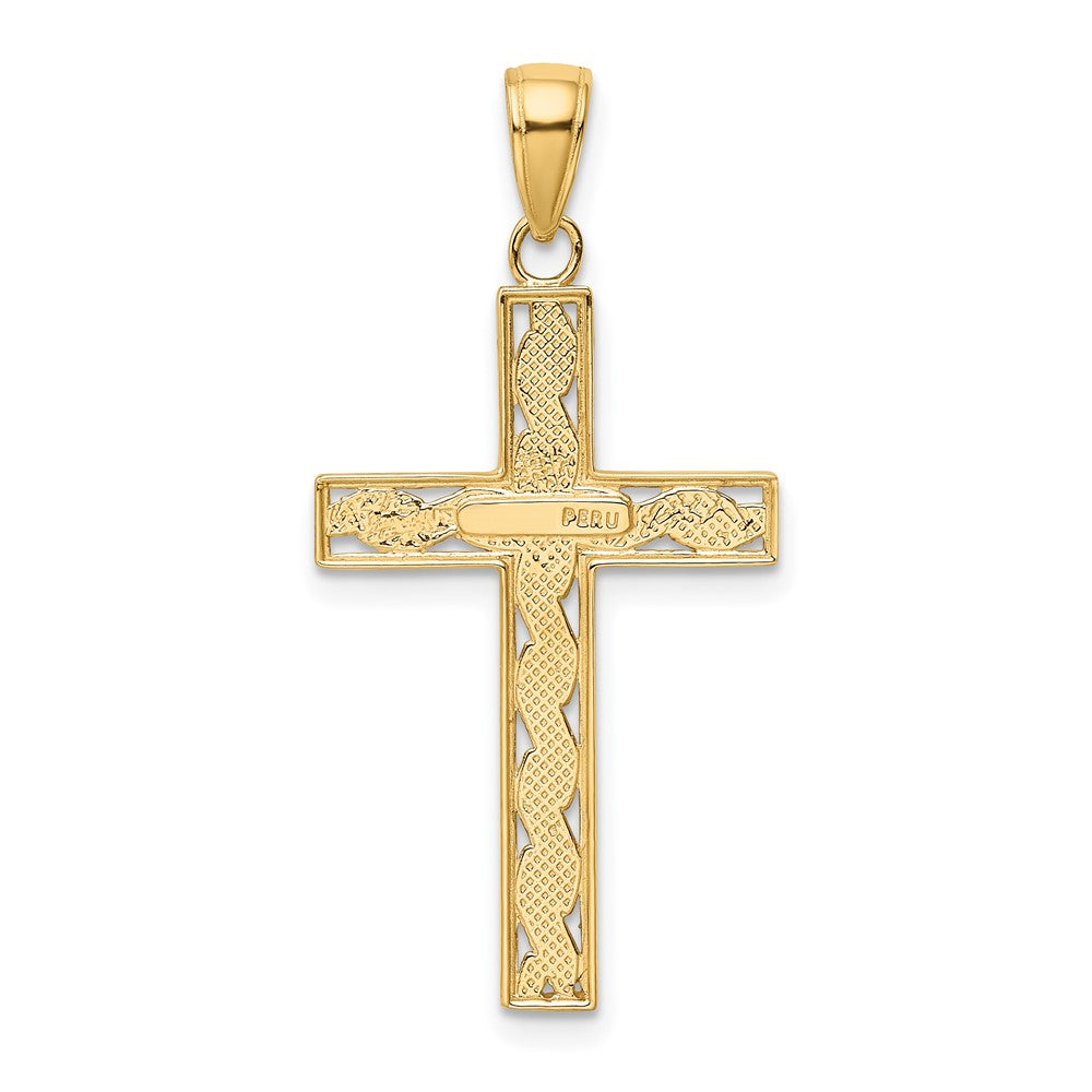 10K Gelbgold 10K Kordel Kreuz Anhänger