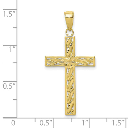 10K Gelbgold 10K Kordel Kreuz Anhänger