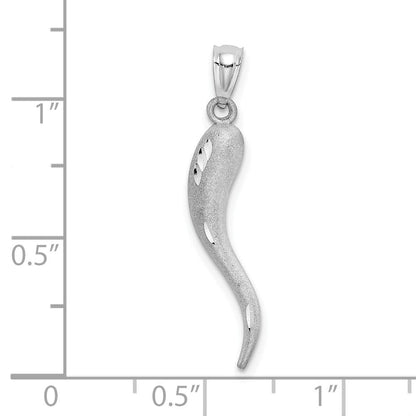 10K Weißgold Massiv Diamantiert Italienisch Horn Charm