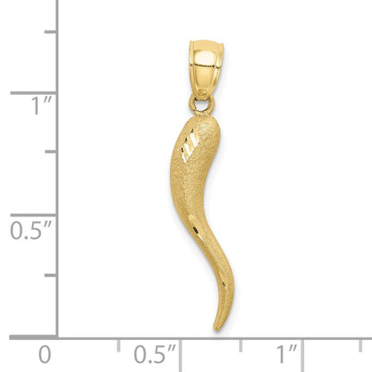 10K Gelbgold Massiv Diamantiert Italienisch Horn Charm