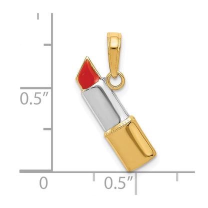 10K Gelb mit Rhodium 10K mit Rhodium Emailliert Lipstick Charm