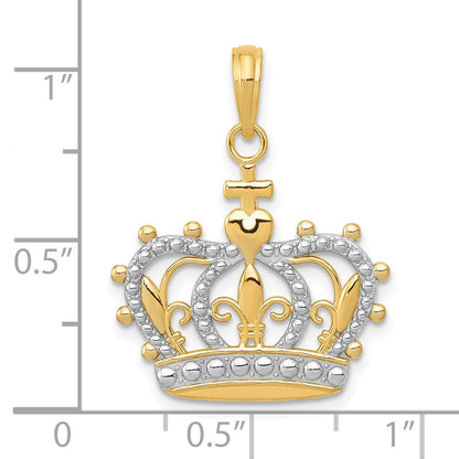10K Gelb mit Rhodium 10K mit Rhodium Krone Anhänger