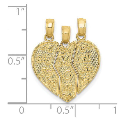 10K Gelbgold 10K Break-apart Big Sis, Mama, Lil Sis Charm