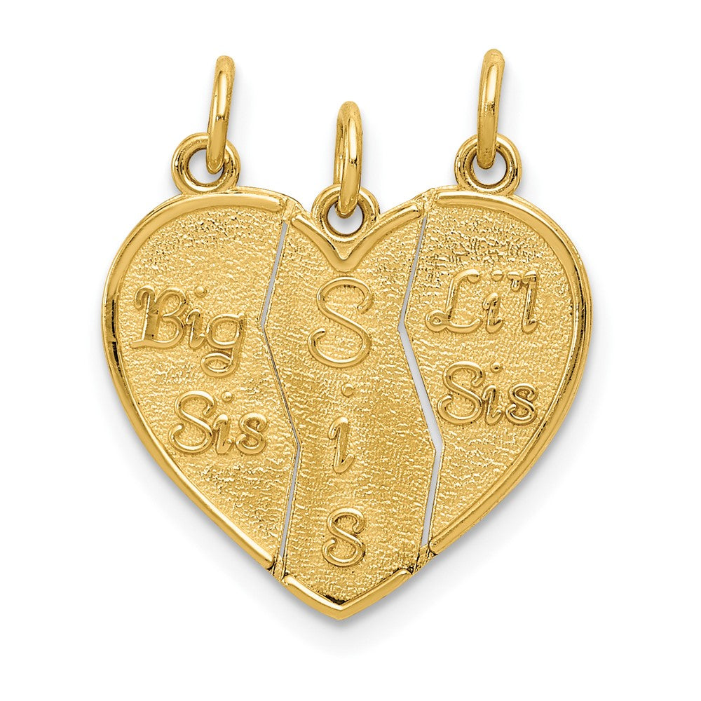 10K Gelbgold 3 Stück Break-apart Big Sis, Sis & Lil Charm