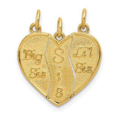 10K Gelbgold 3 Stück Break-apart Big Sis, Sis & Lil Charm