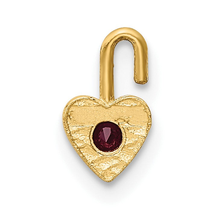 10K Gelbgold 10ky January Synthetisch Geburtsstein Herz Charm
