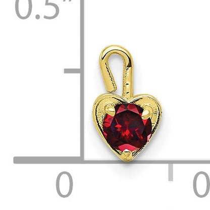 10K Gelbgold 10ky January Synthetisch Geburtsstein Herz Charm