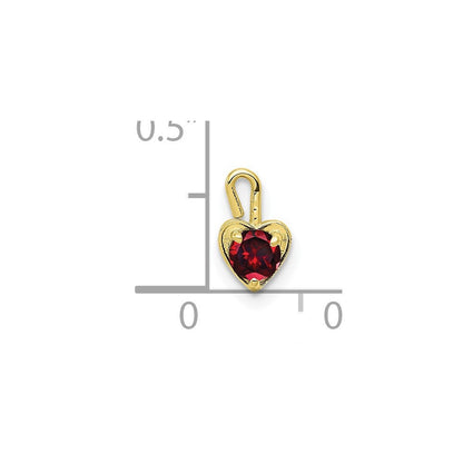 10K Gelbgold 10ky January Synthetisch Geburtsstein Herz Charm