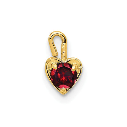 10K Gelbgold 10ky January Synthetisch Geburtsstein Herz Charm