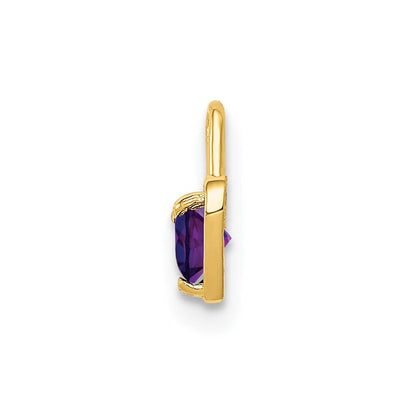 10K Gelbgold 10ky February Synthetisch Geburtsstein Herz Charm