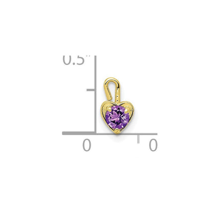10K Gelbgold 10ky February Synthetisch Geburtsstein Herz Charm