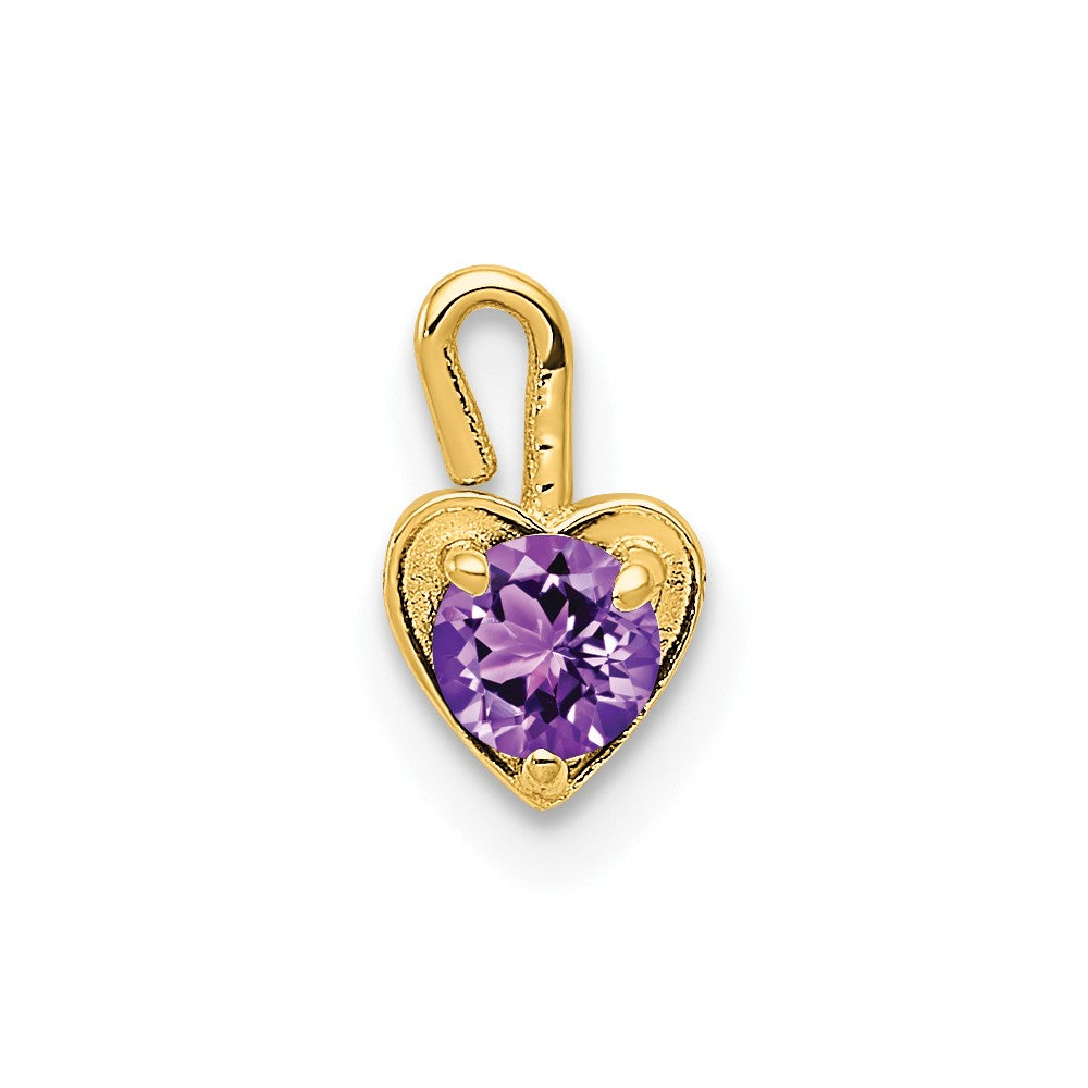 10K Gelbgold 10ky February Synthetisch Geburtsstein Herz Charm