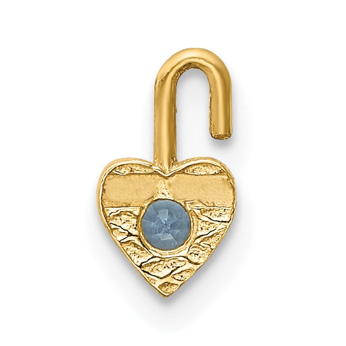10K Gelbgold 10ky March Synthetisch Geburtsstein Herz Charm