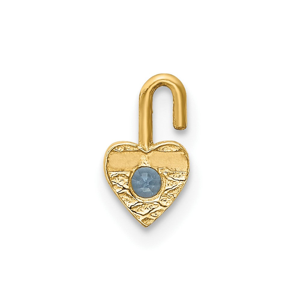 10K Gelbgold 10ky March Synthetisch Geburtsstein Herz Charm