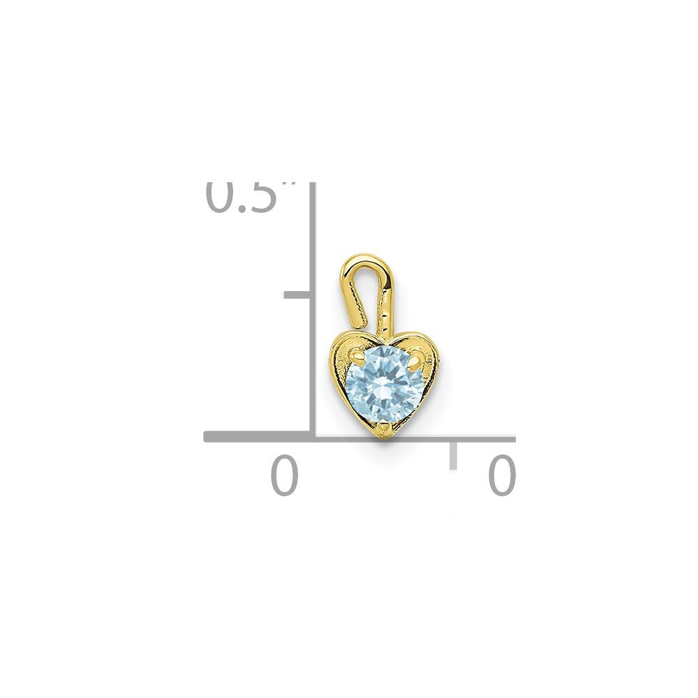 10K Gelbgold 10ky March Synthetisch Geburtsstein Herz Charm