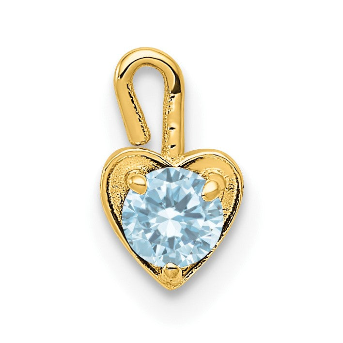 10K Gelbgold 10ky March Synthetisch Geburtsstein Herz Charm