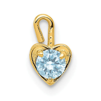 10K Gelbgold 10ky March Synthetisch Geburtsstein Herz Charm