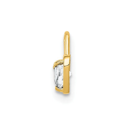 10K Gelbgold 10ky April Synthetisch Geburtsstein Herz Charm