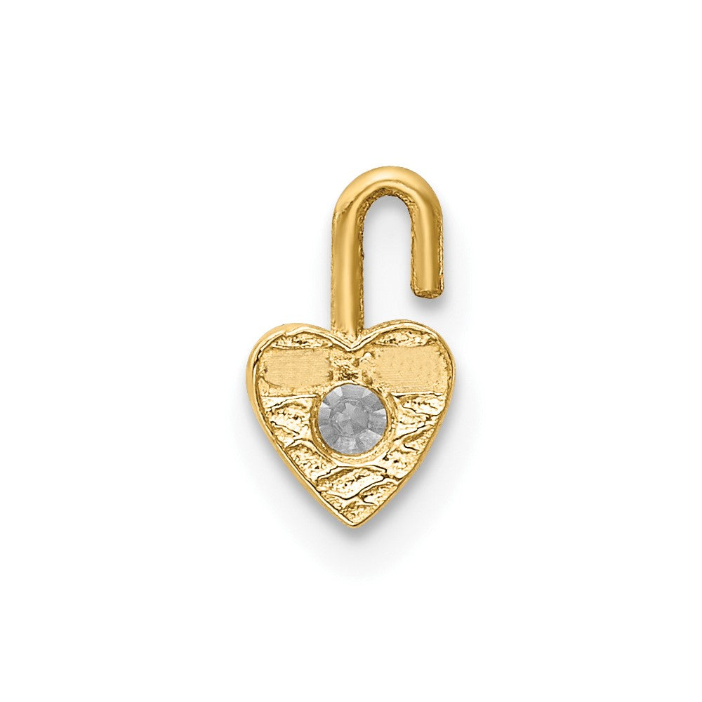 10K Gelbgold 10ky April Synthetisch Geburtsstein Herz Charm