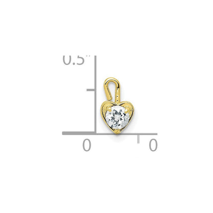 10K Gelbgold 10ky April Synthetisch Geburtsstein Herz Charm