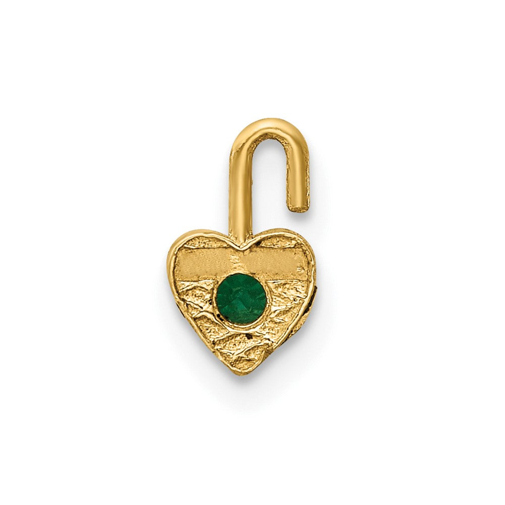 10K Gelbgold 10ky May Grün Kristall Geburtsstein Herz Charm
