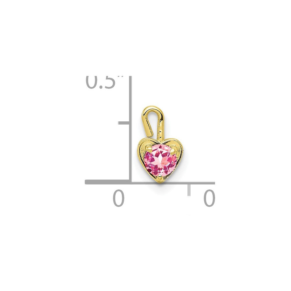 10K Gelbgold 10ky October Synthetisch Geburtsstein Herz Charm