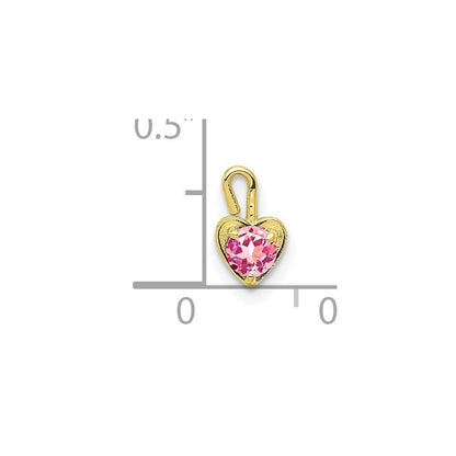 10K Gelbgold 10ky October Synthetisch Geburtsstein Herz Charm