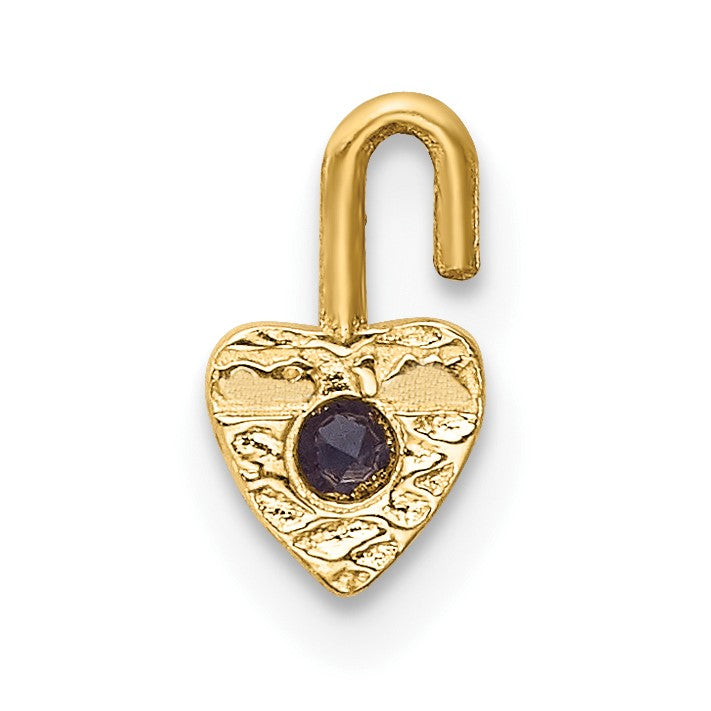 10K Gelbgold 10ky June Synthetisch Geburtsstein Herz Charm